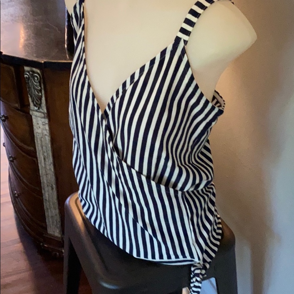 J crew navy and white striped strap Tank